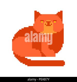 vector pixel art cat sleep curl isolated cartoon Stock Vector Image & Art -  Alamy