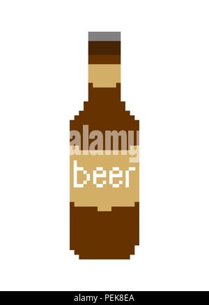 Bottle beer pixel art. 8 bit Vector illustration Stock Vector