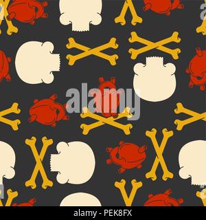 Heart Anatomy and skull and crossbones pattern seamless. Crossbones skeleton background. Vector ornament Stock Vector