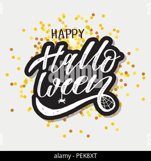 Happy Halloween lettering Calligraphy Brush Text Holiday Vector Sticker Stock Vector