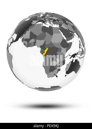 A Congo flag map on white background 3d illustration with clipping path ...