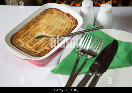 Traditional English dish of oven baked Cottage pie Stock Photo