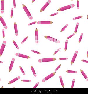 Vector illustration. Seamless pattern of colored pencils randomly Stock Vector