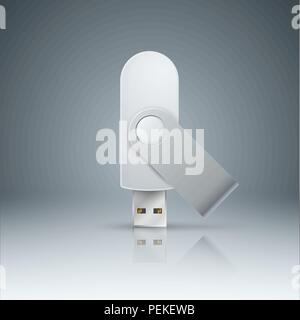 Flash usb - realistic icon on the grey background Stock Vector
