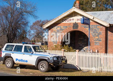 The Hill End Police Station, Residence and Courtroom in Western NSW was designed by WL Vernon and constructed from local stone & brick quoins in 1901 Stock Photo