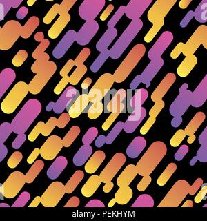 Cartoon abstract gradient vibrant lines and dots seamless pattern Stock Vector