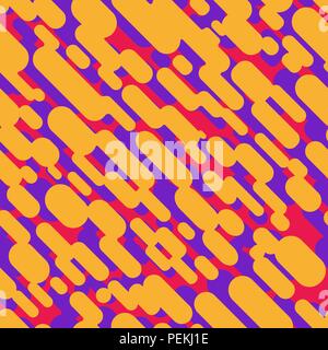 Cartoon abstract coloured orangw and lilac on red lines and dots seamless pattern Stock Vector