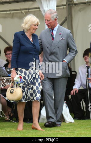 Prince Charles and Camilla. The Duchess of Cornwall visiting St Asaph Cathedral, Wales Stock Photo