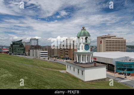 Town Clock, or Citadel Clock Tower, on Brunswick Street in downtwon Halifax, Nova Scotia on July 15, 2018 Stock Photo