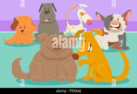 Cartoon Illustration of Dogs or Puppies Animal Characters Group Stock Vector