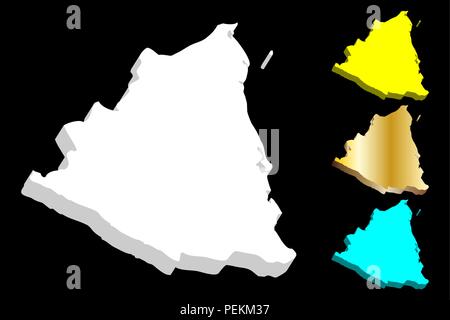 3D map of Nicaragua (Republic of Nicaragua) - white, yellow, blue and gold - vector illustration Stock Vector