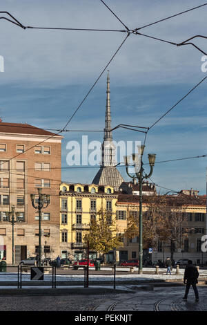 the Mole Antonelliana from Piazza Carlo Emanuele II, Turin Stock Photo