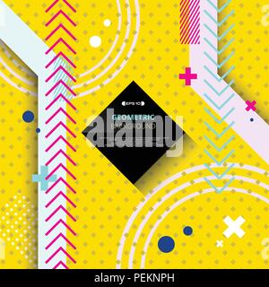 Abstract of trendy hipster modern geometric on yellow background. Illustration vector eps10 Stock Vector