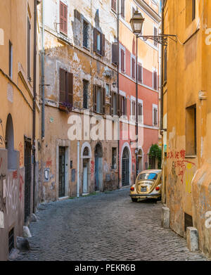 The picturesque Rione Trastevere on a summer morning, in Rome, Italy. Stock Photo