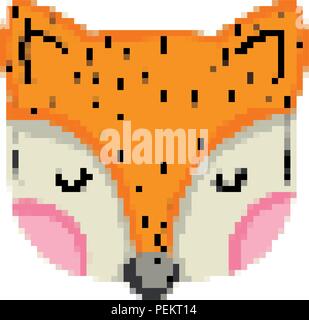 pixelated fox head cute animal Stock Vector