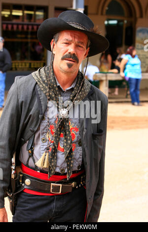 Member of the Johnny Ringo Red Sash cowboy gang at the Doc event in Tombstone, Arizona Stock Photo - Alamy