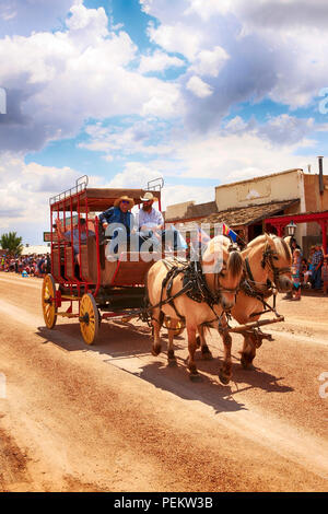 Stage coach on E Allen St at the annual Doc Holiday parade in Tombstone, Arizona Stock Photo