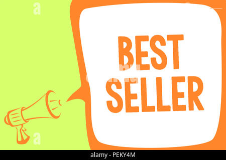 Text sign showing Best Seller. Conceptual photo book or other product that sells in very large numbers Megaphone loudspeaker speech bubble important m Stock Photo