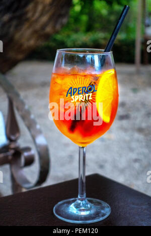 Aperol Spritz Popular Refreshing Summer Drink close up Stock Photo