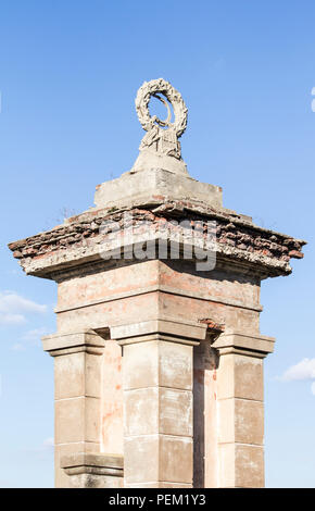 Old brick columns in the style of the USSR Stock Photo