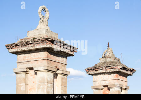 Old brick columns in the style of the USSR Stock Photo