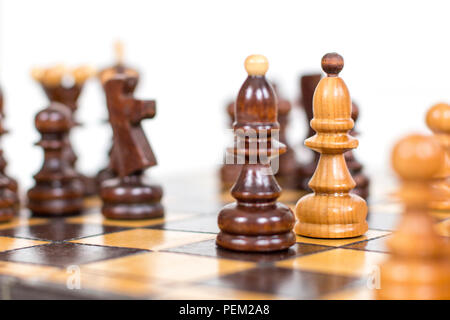 Chess. Chess board. Wooden chess pieces. Strategy Stock Photo