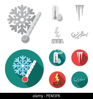 Humidity, icicles, thunderbolt, windy weather. Weather set collection icons in monochrome,flat style vector symbol stock illustration . Stock Vector