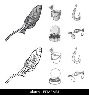 Fish Bucket Icon Cartoon Style Isolated Stock Illustration