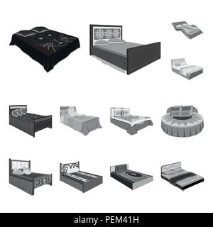 Different beds monochrome icons in set collection for design. Furniture for sleeping vector isometric symbol stock  illustration. Stock Vector