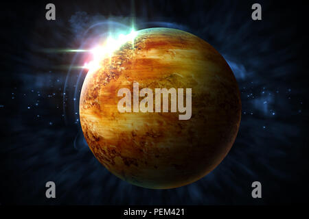 Mars planet solar system with stars in 3D illustration background Stock Photo