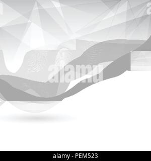 Abstract gray and white color low poly with lines waves pattern on white background. You can use for template brochure, poster. print, banner, annual  Stock Vector