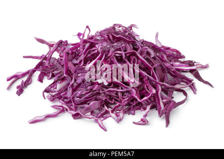 Heap of fresh raw shredded red cabbage isolated on white background Stock Photo