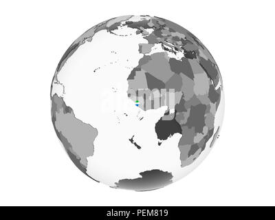 Sierra Leone on gray political globe with embedded flag. 3D ...