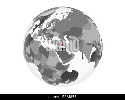 Iraq on gray political globe with embedded flag. 3D illustration isolated on white background. Stock Photo