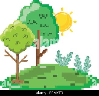 pixelated tropical sun weather and landscape Stock Vector Image & Art ...