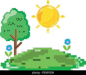 pixelated tropical sun weather and landscape Stock Vector Image & Art ...