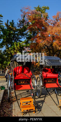 Kyoto, Japan - Nov 29, 2016. Rickshaw on street at old town in Kyoto Japan. Kyoto was the capital of Japan for over a millennium. Stock Photo