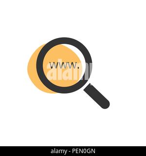 Magnifying glass looking for a website isolated web icon. Vector illustration Stock Vector