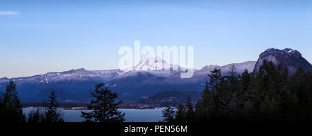 Snowy mountain peak near Squamish, BC, at dusk. Stock Photo