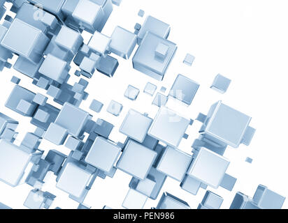Metal abstract 3d cubes isolated on white background Stock Photo