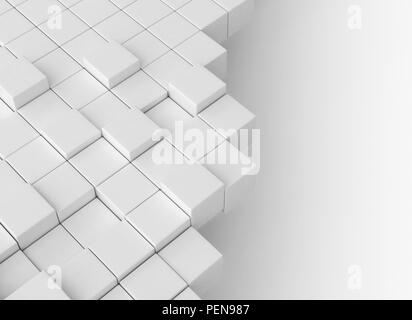 Abstract geometric shape made of white cubes Stock Photo