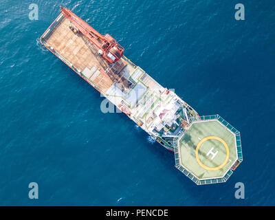 Aerial image of a Medium size Offshore supply ship Stock Photo