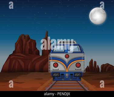 A train running through Arizona illustration Stock Vector