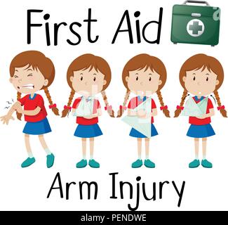 First aid arm injury illustration Stock Vector