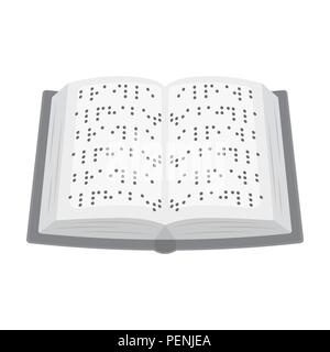 Book written in braille icon in monochrome design isolated on white background. Interpreter and translator symbol stock vector illustration. Stock Vector