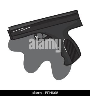 Paintball hand gun icon in outline design isolated on white background. Paintball symbol stock vector illustration. Stock Vector