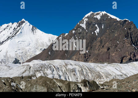 Pabeda-Khan Tengry glacier massif, View from Base Camp, Central Tien Shan Mountain Range, Border of Kyrgyzstan and China, Kyrgyzstan, Asia Stock Photo