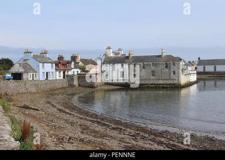 View of the pictureque harbour and surrounding buildings at the Isle of Whithorn in Dumfires and Galloway in Scotland. One of the most southerly ports Stock Photo