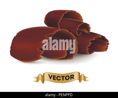 Chocolate shavings on white background. Realistic style vector illustration Stock Vector