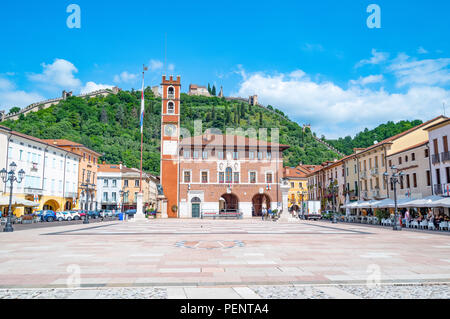 Marostica, Italy - May 26, 2017: The square where the traditional chess game is played